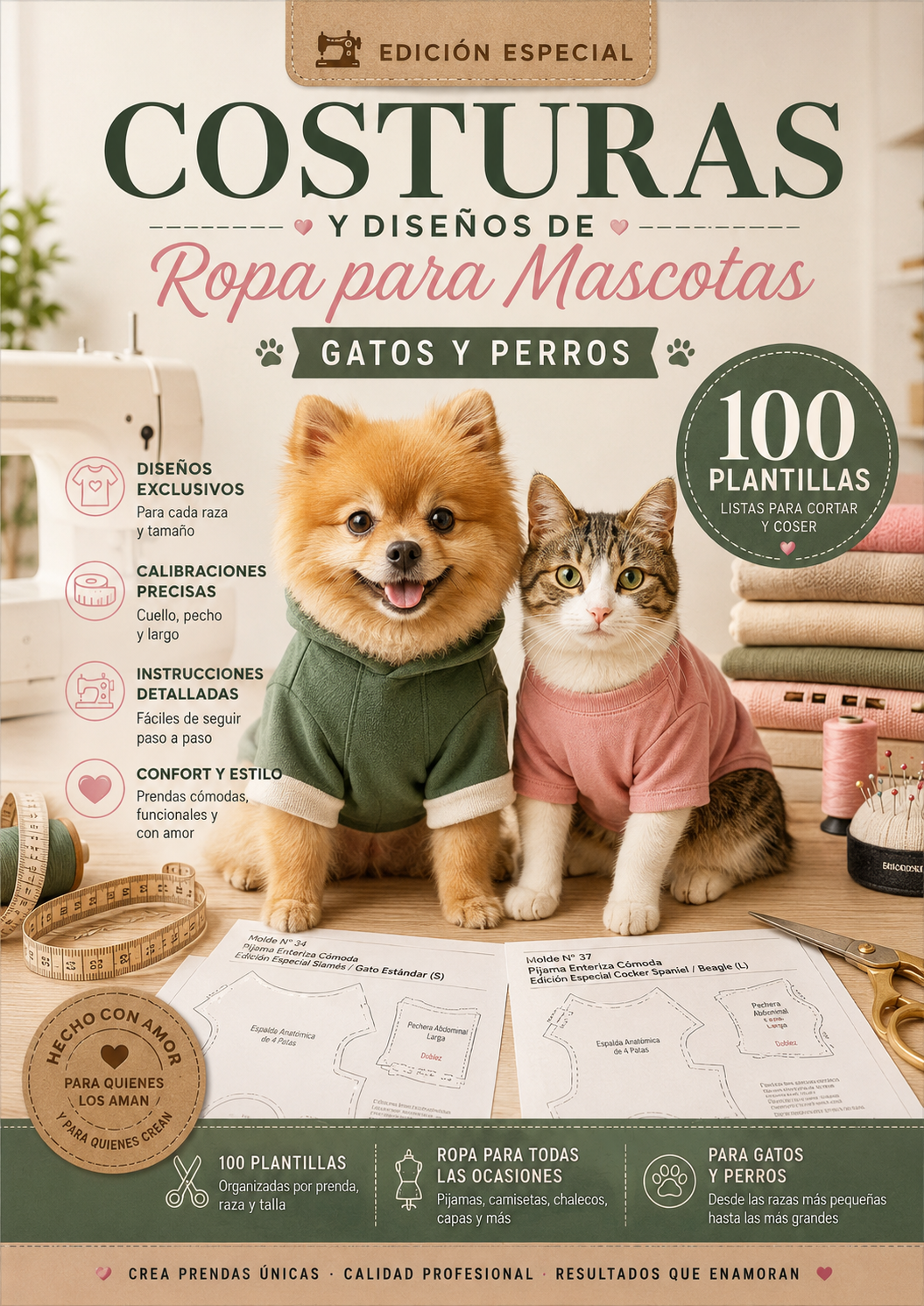 100 Plantillas Costuras y Diseños de Ropa para Mascotas! Ebook!